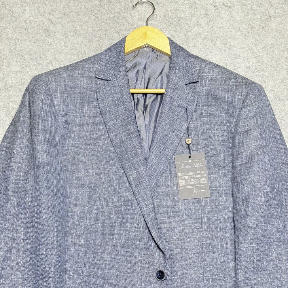 NWT Joseph Abboud E. Thomas Wool Silk Linen Sport Coat 42L Indigo Blue Heritage